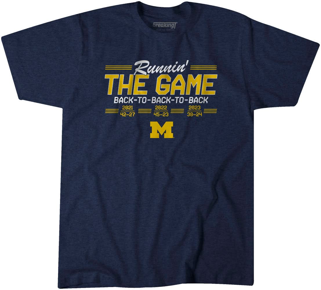 Michigan Football: Back-To-Back-To-Back Adult T-Shirt